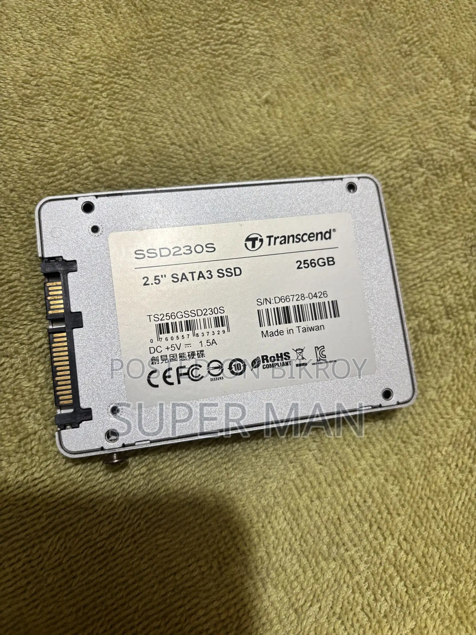 Original Transcend 256GB SSD will be sold.