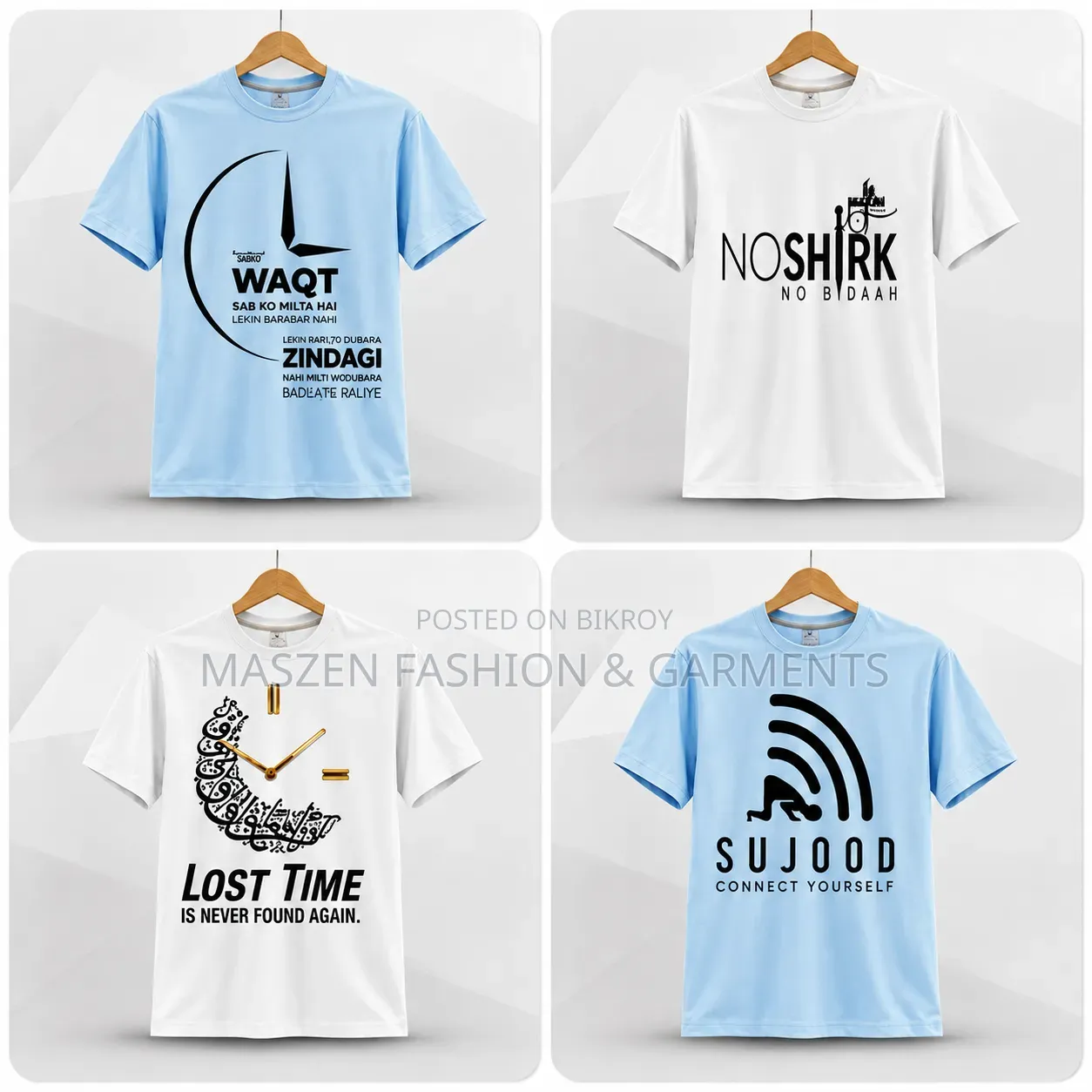 All Over Printed Calligraphy T-Shirt (4Pes)