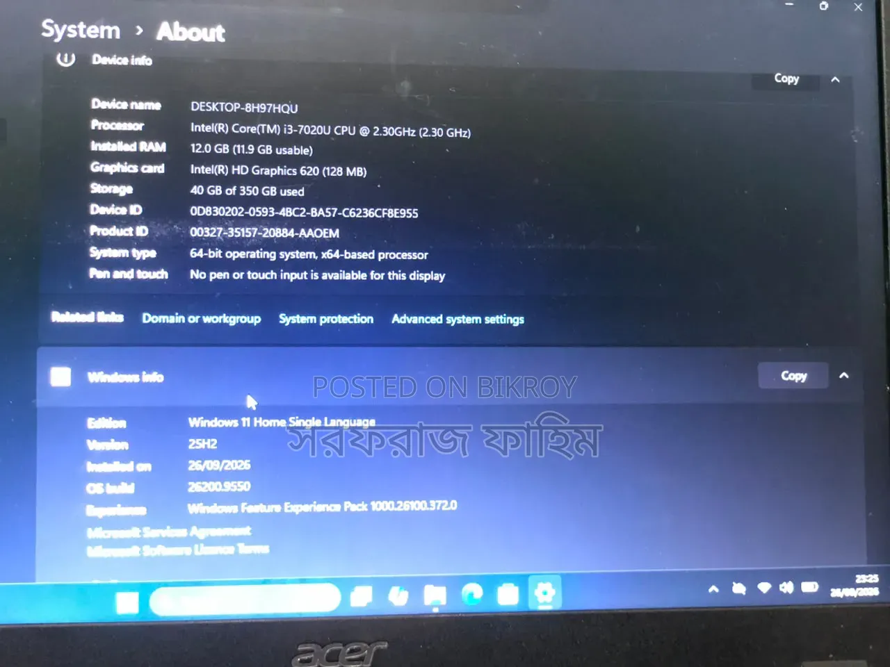 Laptop Acer Aspire 3 12GB Intel Core i3 SSD 256GB
