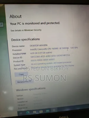 ল্যাপটপ ডেল Inspiron ১৫ ৪জিবি এসএসডি ১২৮জিবি