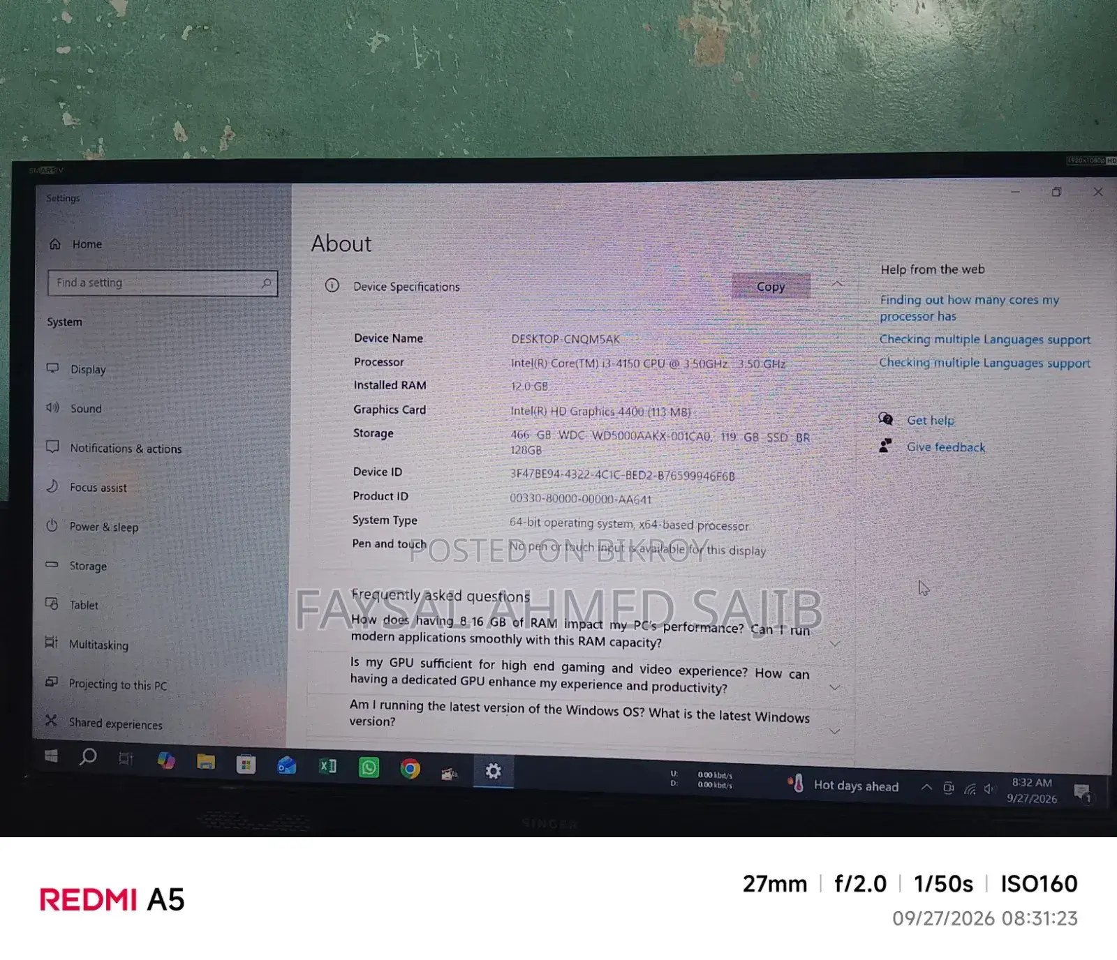 New Desktop Computer 12GB Intel Core i3 HDD+SSD 640GB