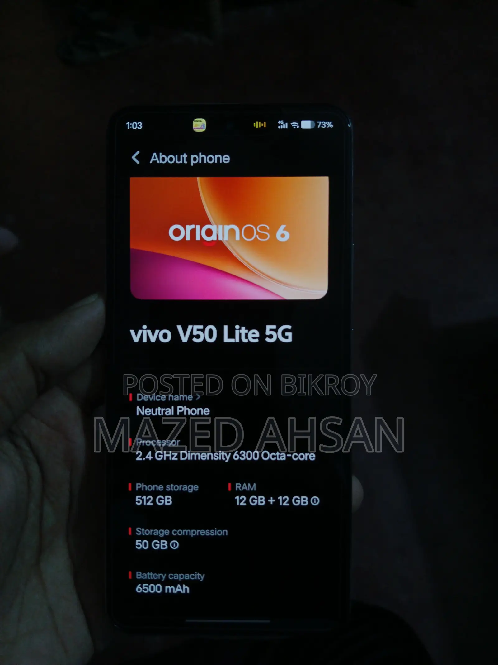 New Vivo V50 Lite 5G 512 GB Gold