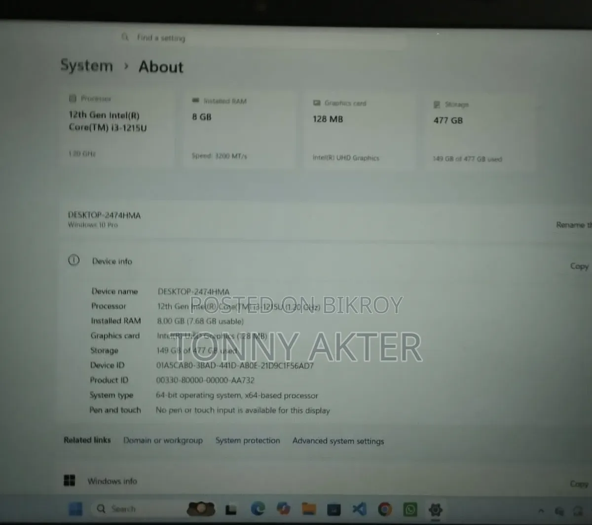 Laptop HP 240 G9 8GB Intel Core i3 SSD 512GB