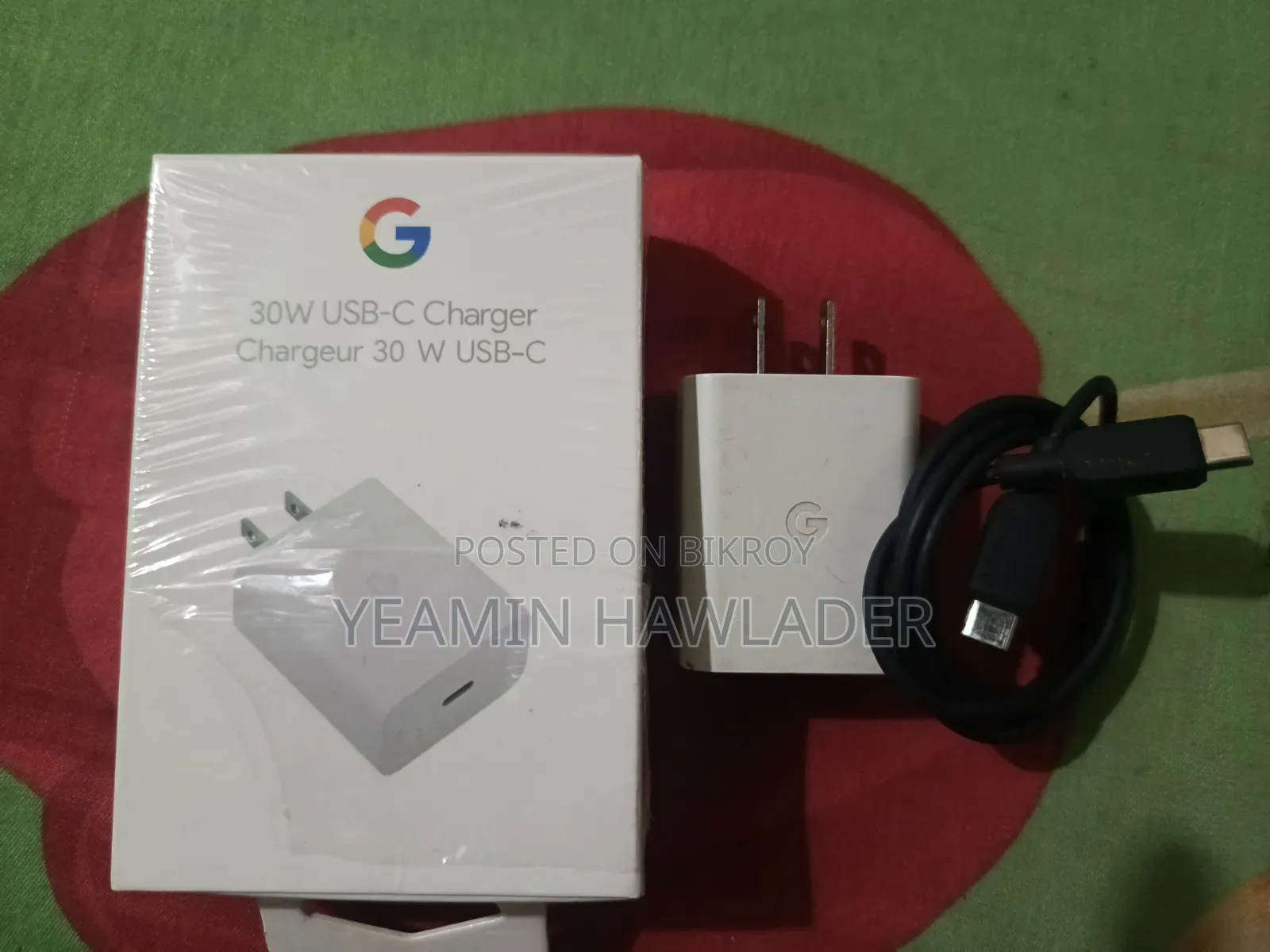 Google Original Charger 30 W USB-C + ANKER Original Cable