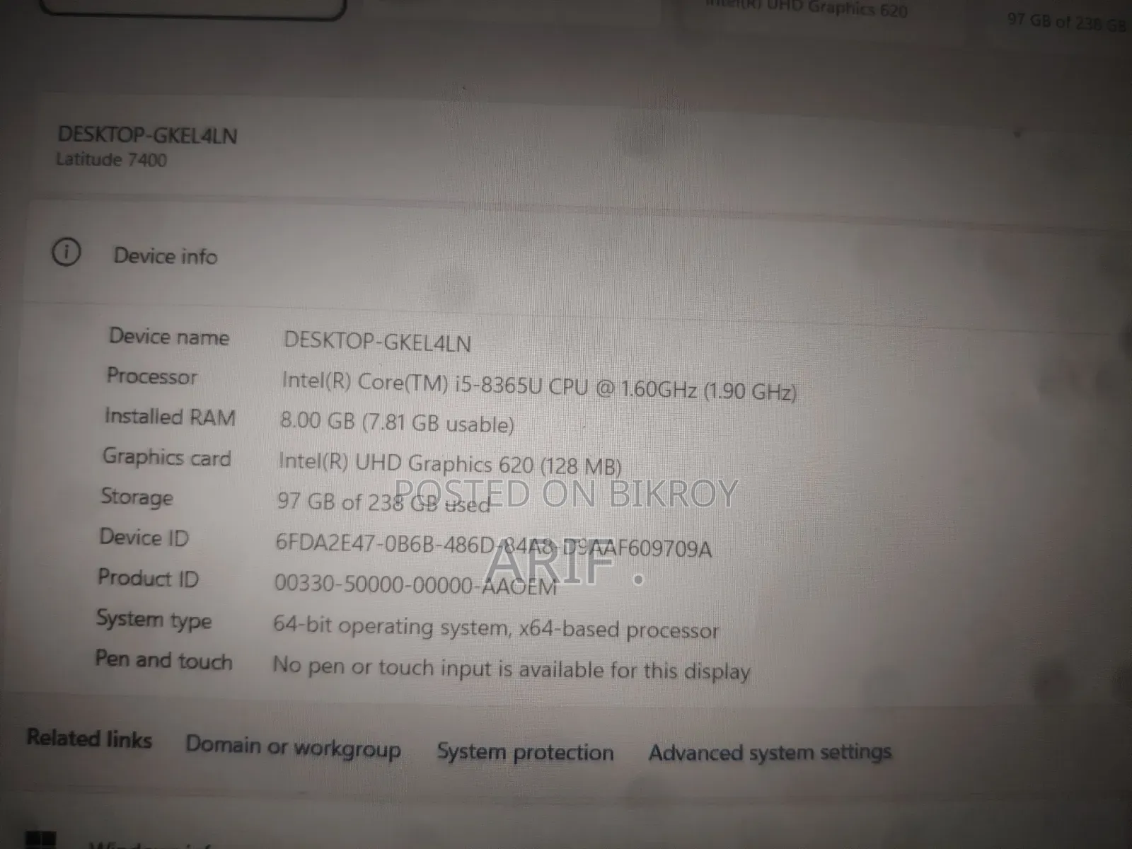Laptop Dell Latitude 7400 8GB Intel Core i5 SSD 256GB