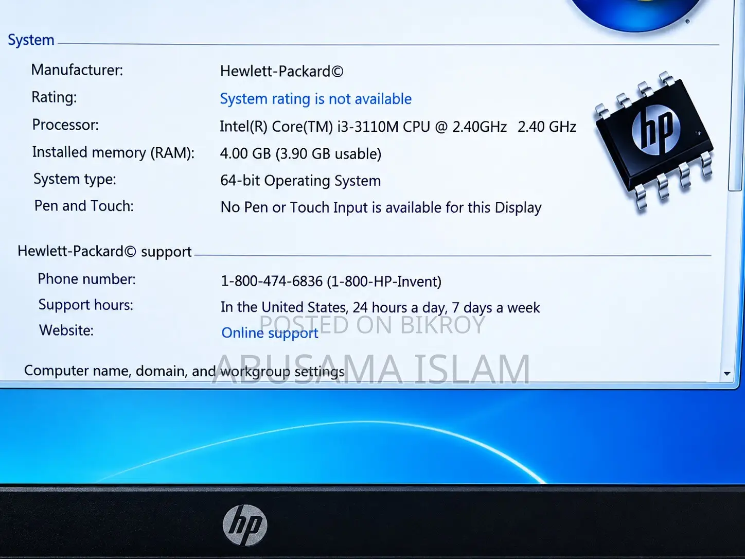 Laptop HP 4GB Intel Core i3 HDD 320GB