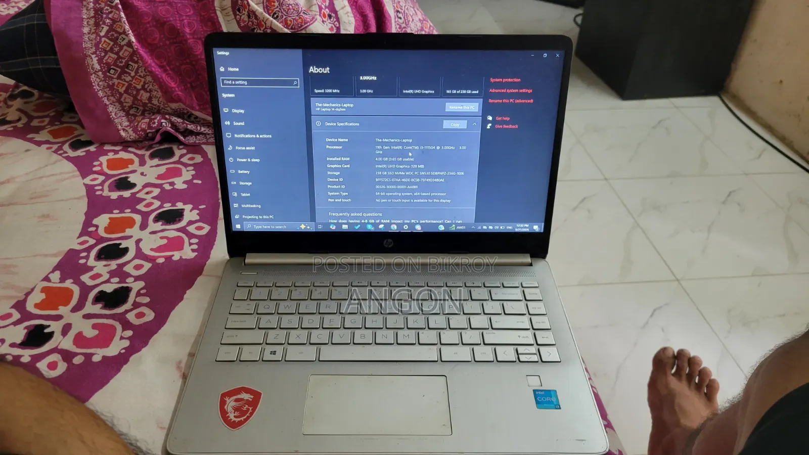 HP Laptop 4GB Intel Core i3 SSD 256GB