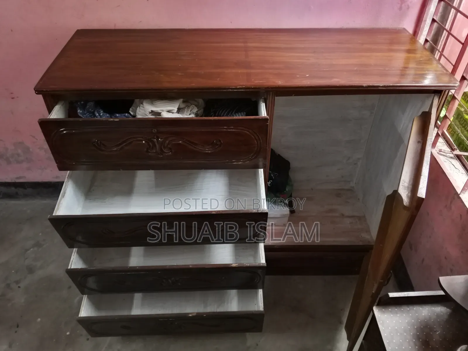 ৪ ড্রায়ার + ১ পাল্লার মেহগনি কাঠের আলমারি - খুলনা