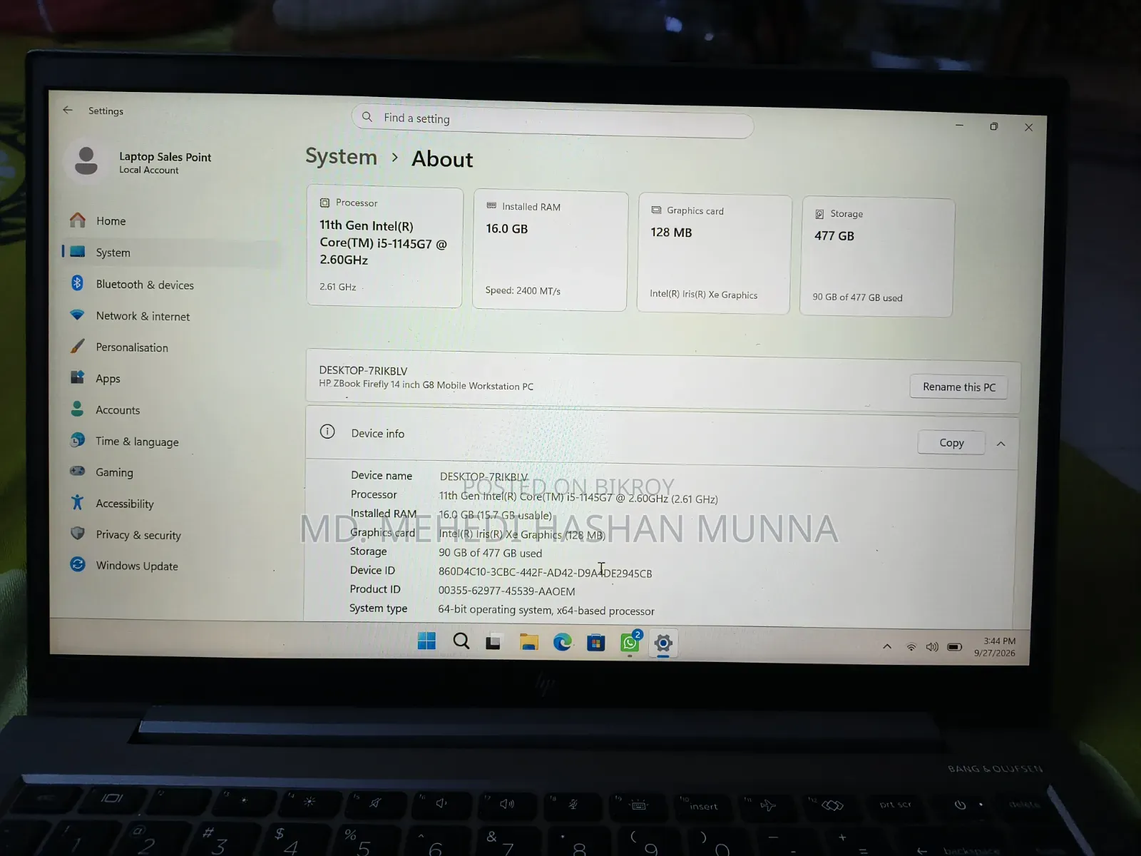 Laptop HP ZBook 14 16GB Intel Core i5 SSD 512GB