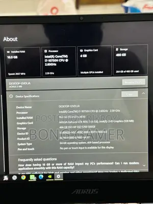 Laptop Gigabyte AORUS 5 16GB Intel Core i7 HDD+SSD 512GB