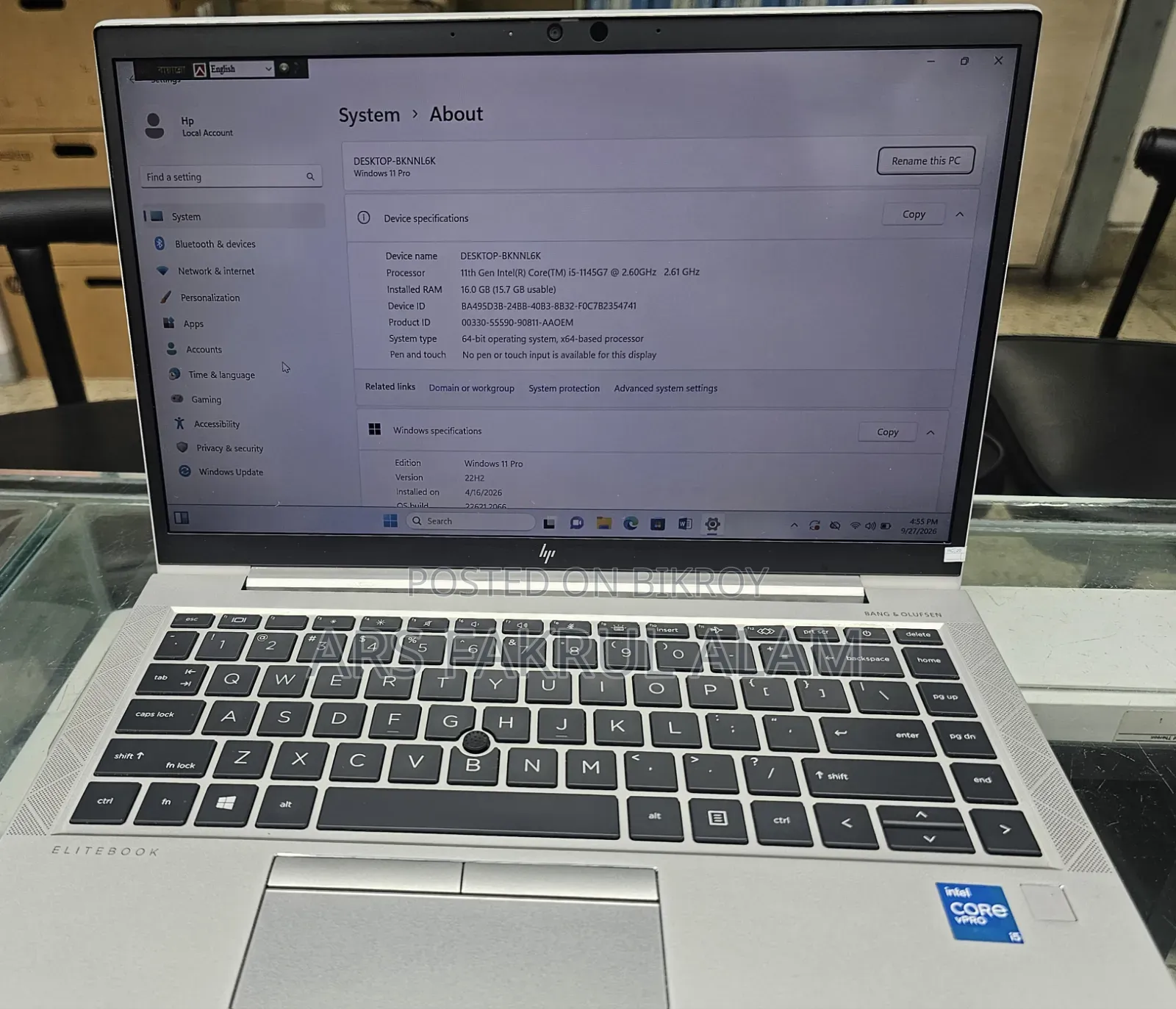 Laptop HP EliteBook 840 G8 16GB Intel Core i5 SSD 512GB