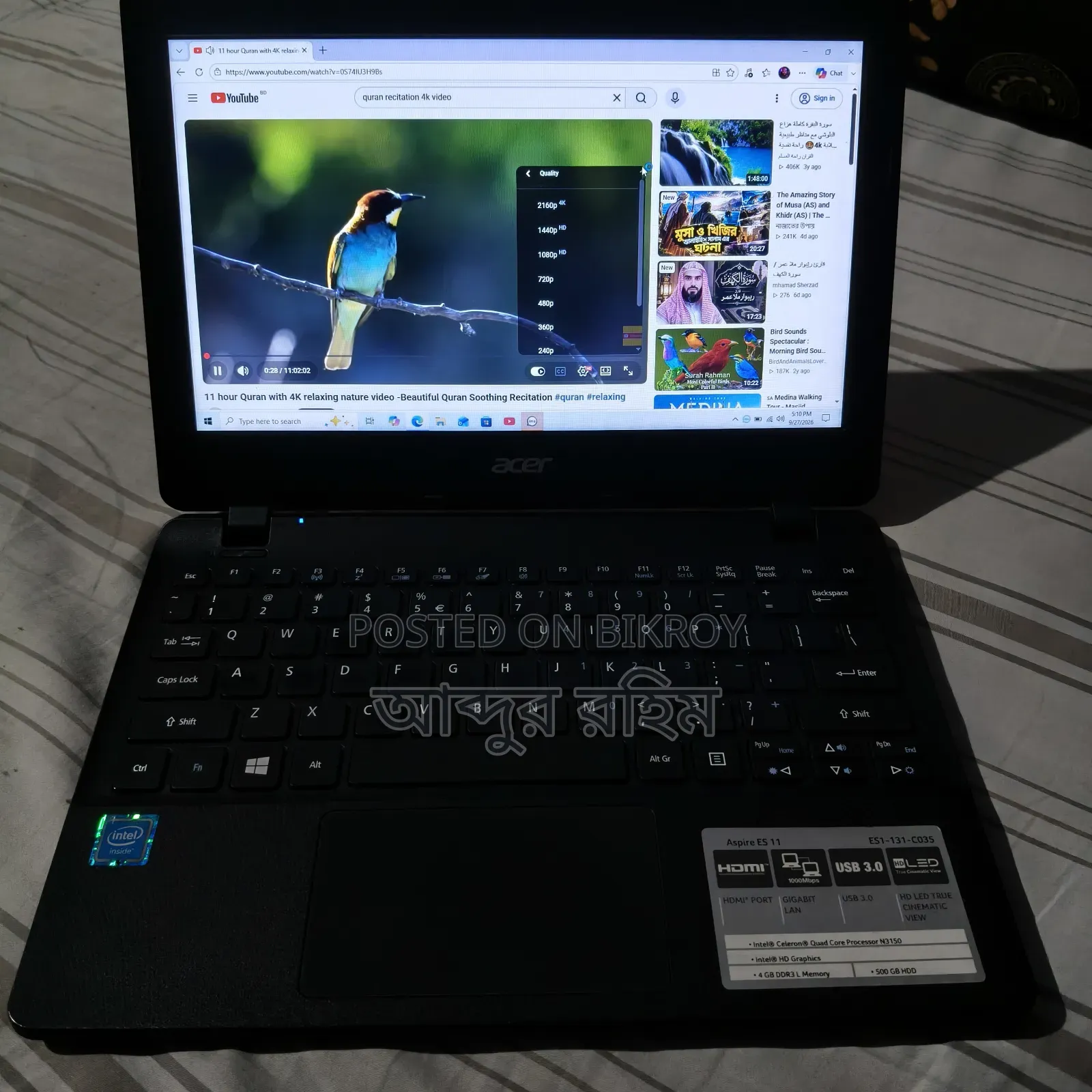 Laptop Acer Aspire ES1-131 4GB Intel Celeron HDD 500GB