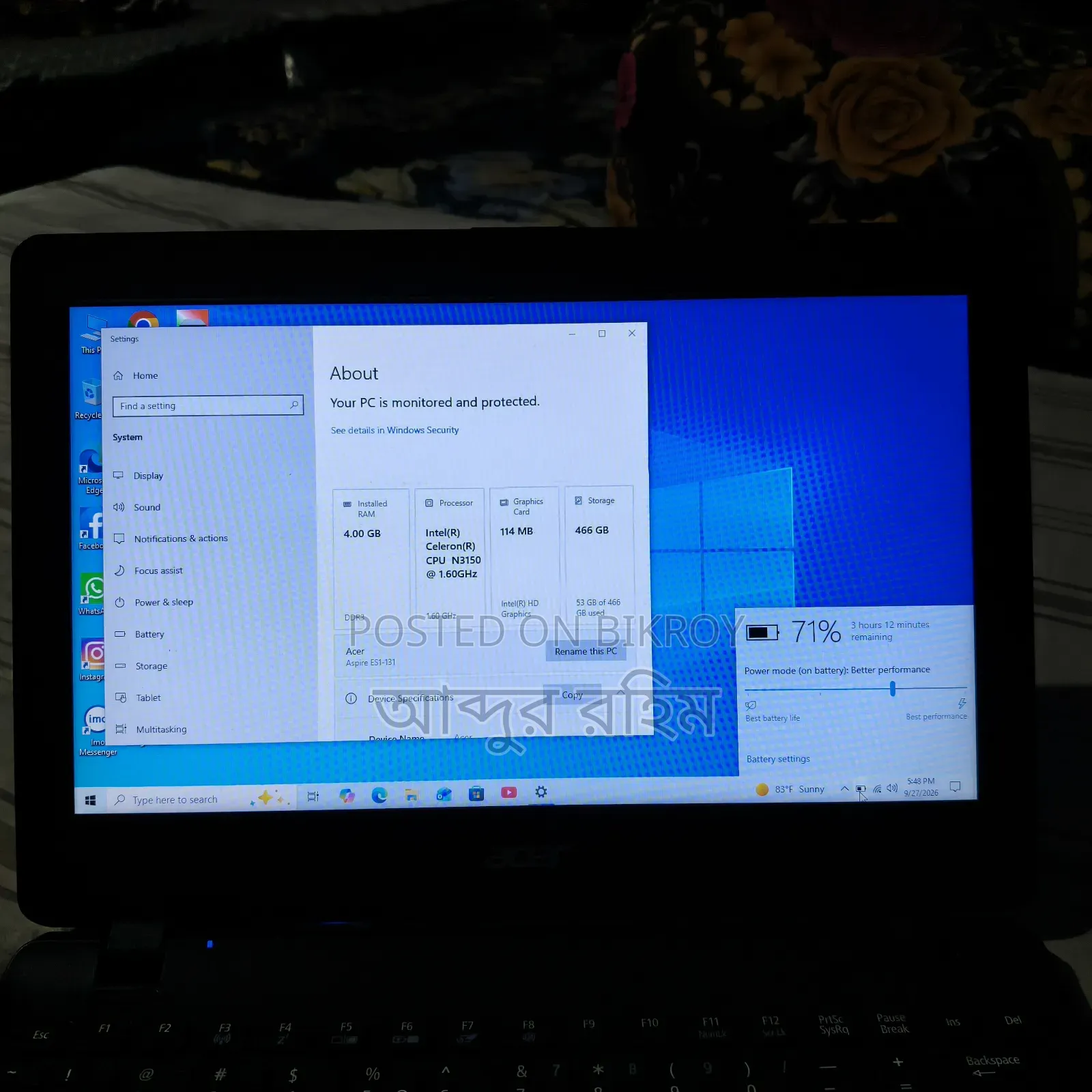 Laptop Acer Aspire ES1-131 4GB Intel Celeron HDD 500GB