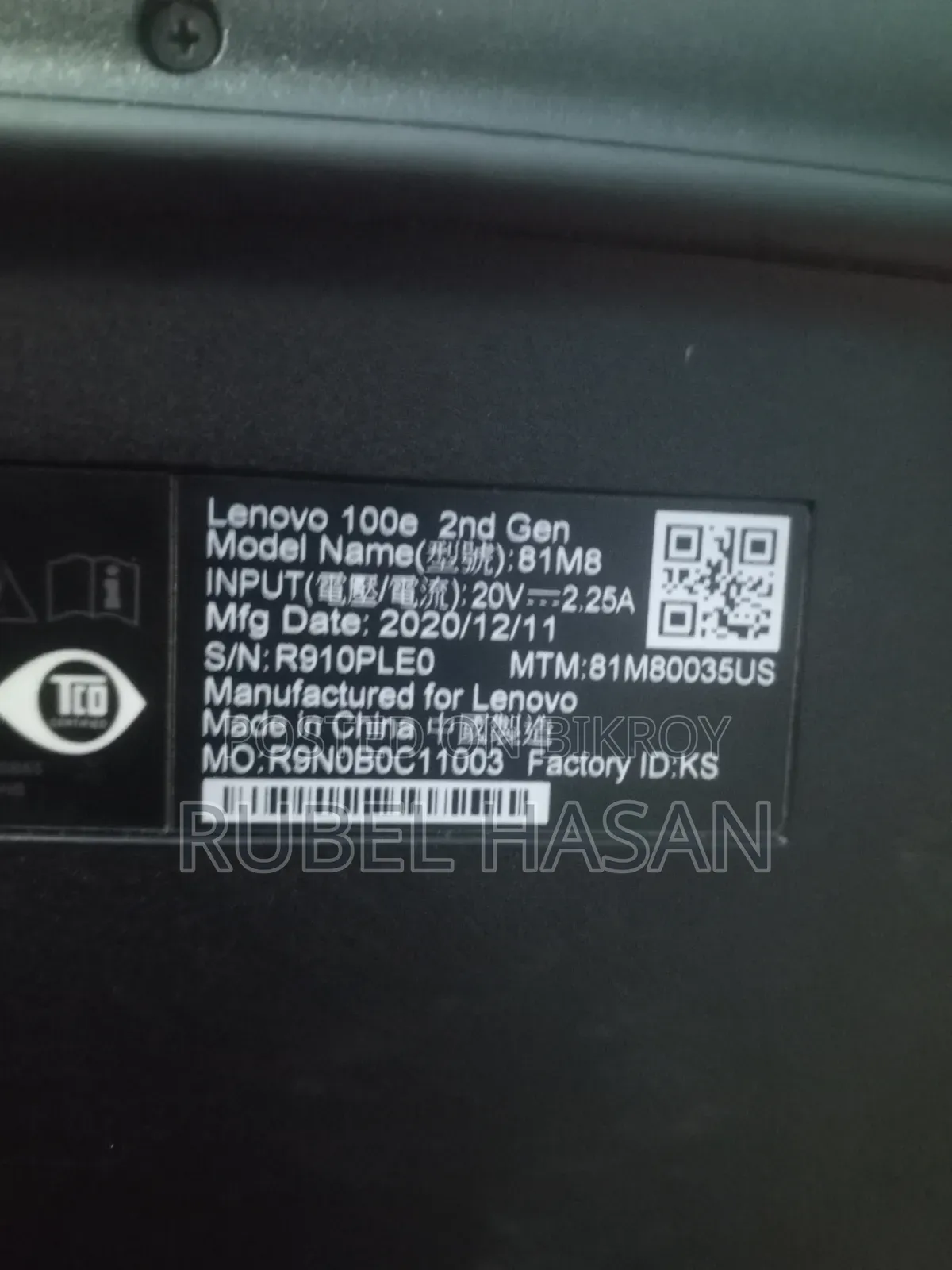 Laptop Lenovo 100e 4GB Intel Core i3 SSD 140GB