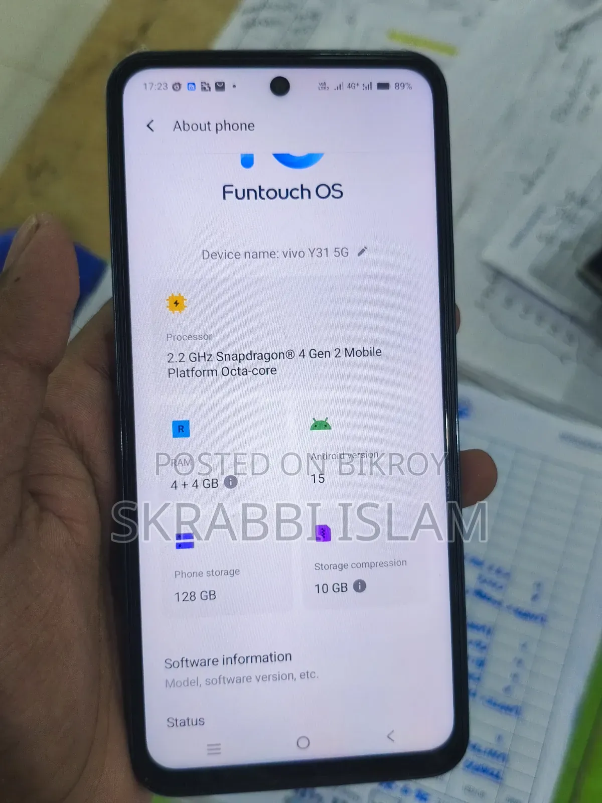 ভিভো ওয়াই৩১ ৫জি ১২৮ জিবি ব্ল্যাক