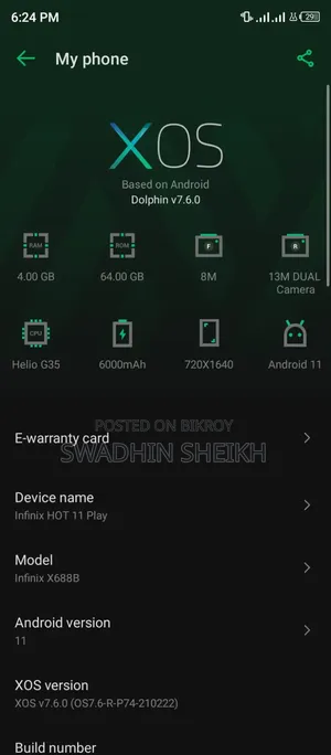 Infinix Hot 11 Play 64 GB Blue