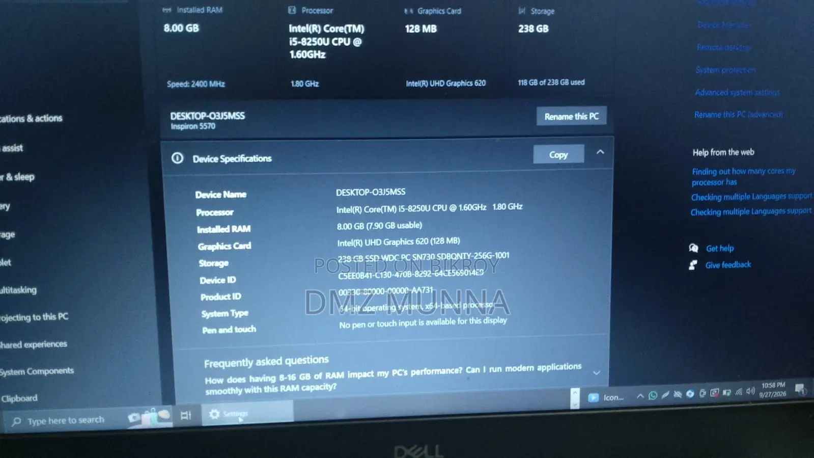 Laptop Dell Latitude 7490 8GB Intel Core i5 SSD 256GB