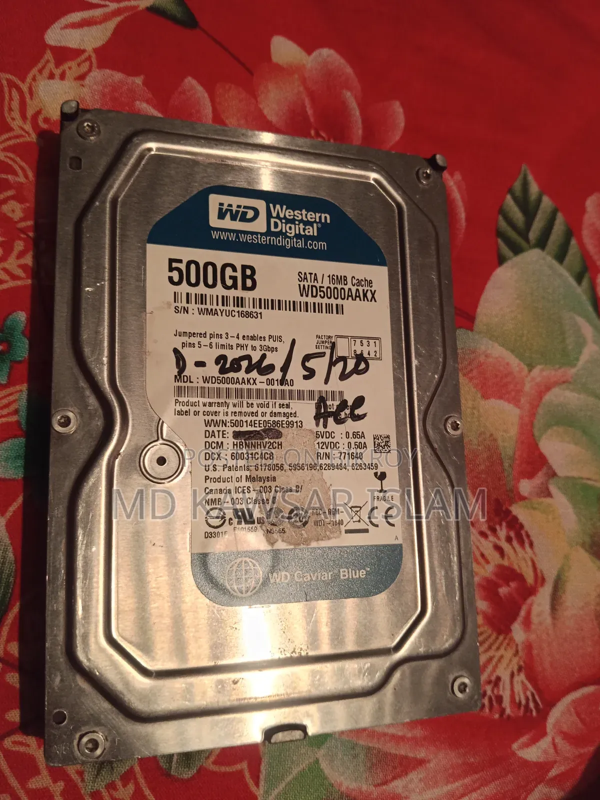 WD 500GB Hard Disk 100% OK for PC