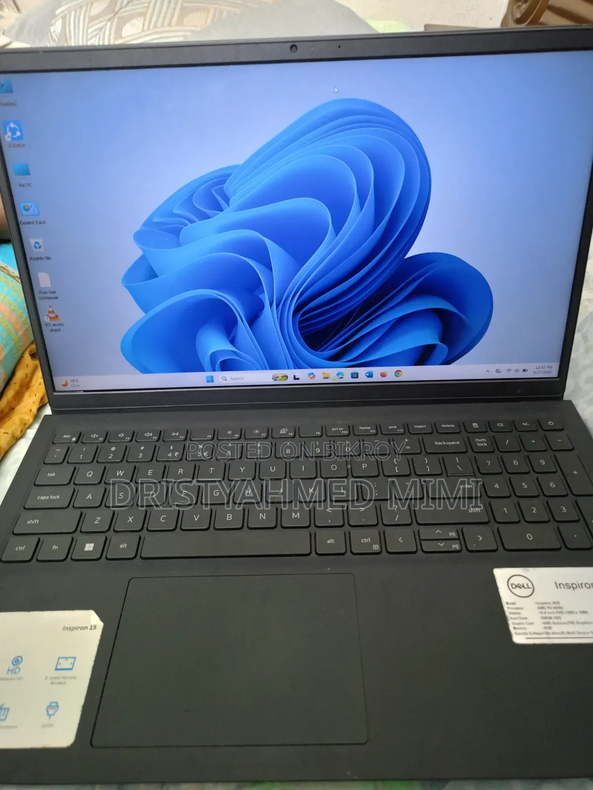 ল্যাপটপ ডেল ইন্সপায়রন ১৫ ৩৫২৫ ৮জিবি এএমডি রাইজেন এইচডিডি+এসএসডি ২৫৬জিবি