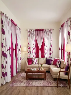 Premium Tulip Design Double-Layer Silk Curtain Set