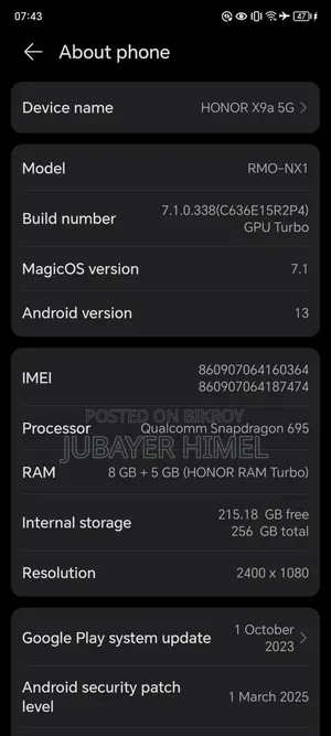 Honor X9a 5G 256 GB