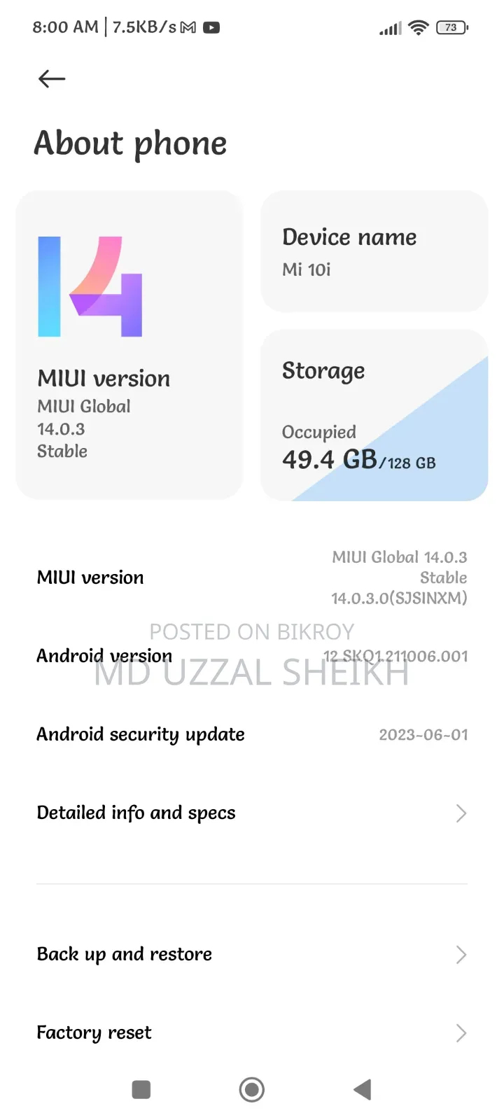 Xiaomi Mi 10i 128 GB Blue