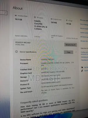 Desktop Computer 16GB Intel Core i5 SSD 128GB