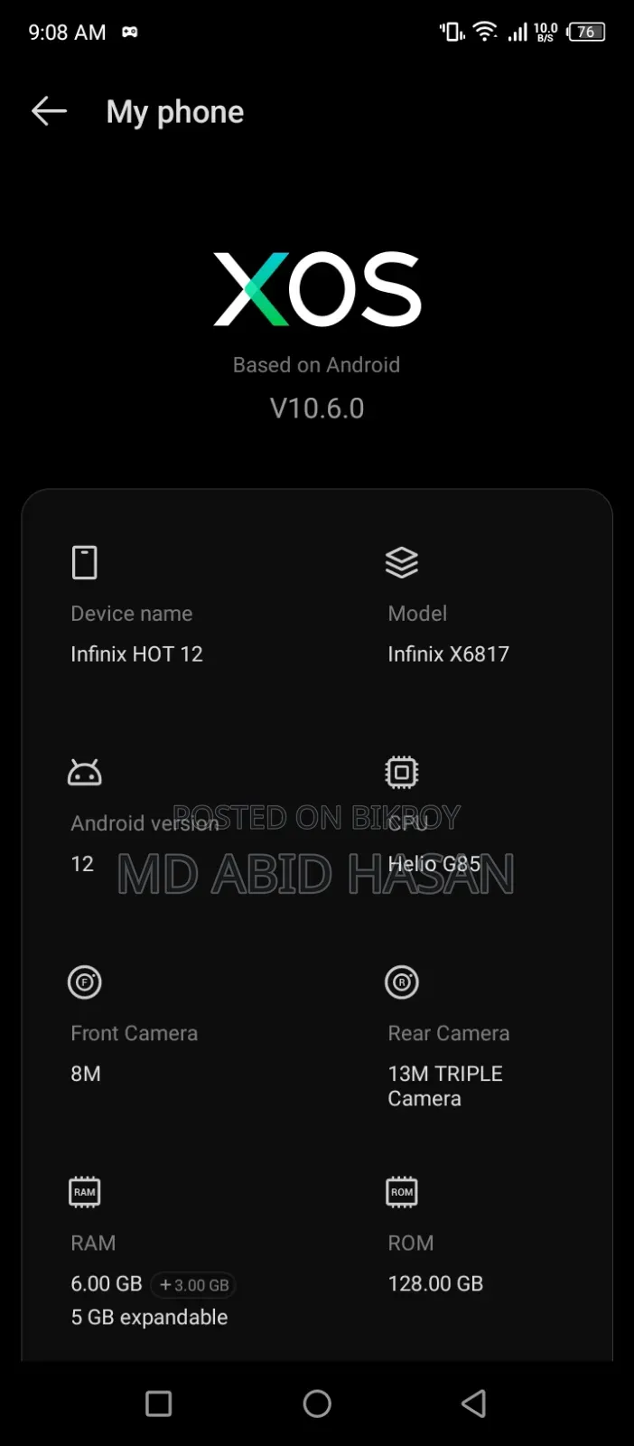 Infinix Hot 12 128 GB Black