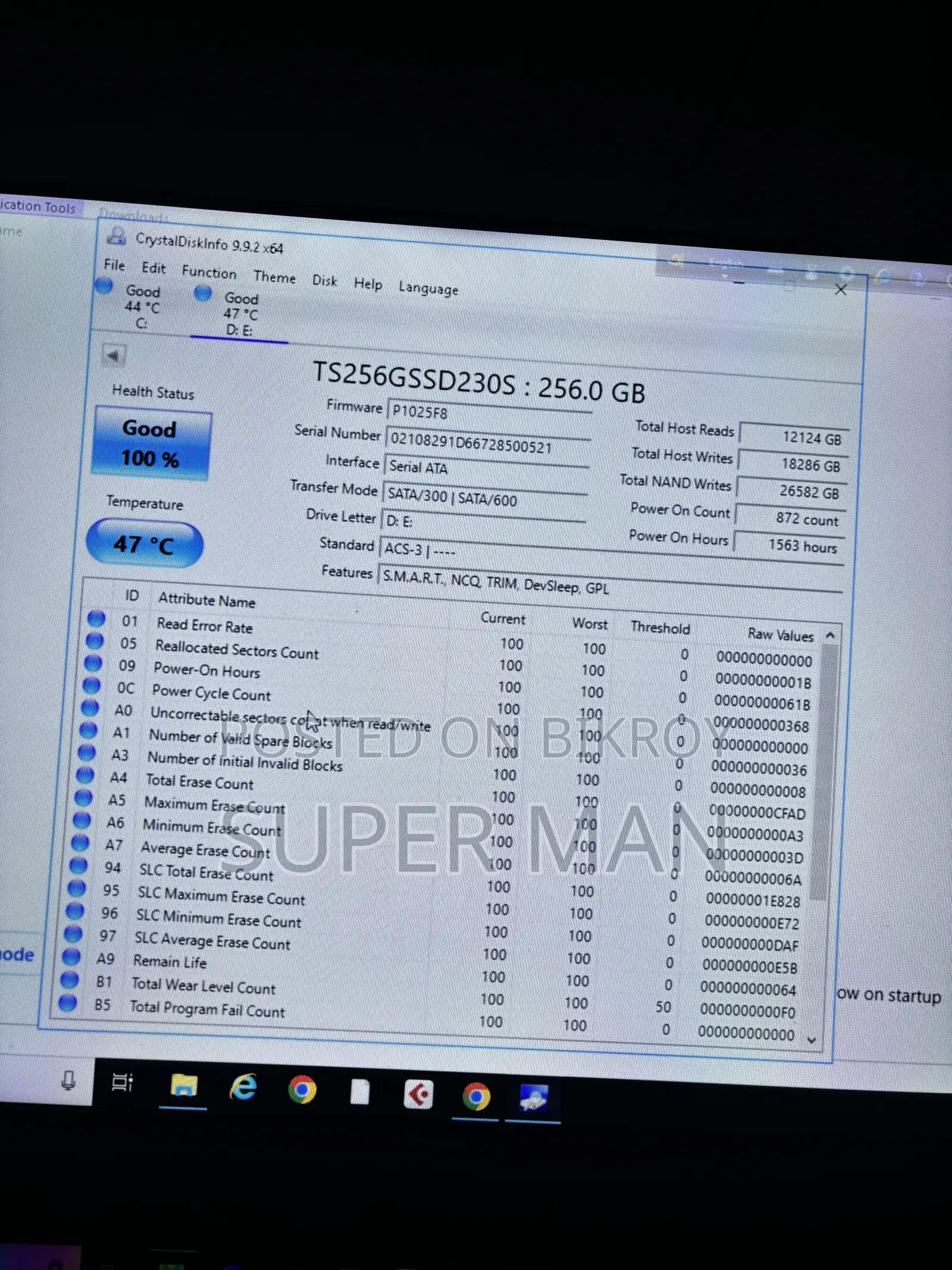 Original Transcend 256GB SSD will be sold.
