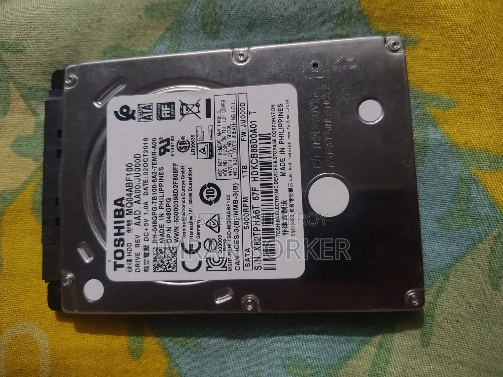 Hard Disk 1000GB Removed from Laptop