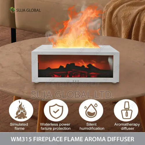 Fireplace Flame Aroma Diffuser Remote Control, Essential Oil Diffuser