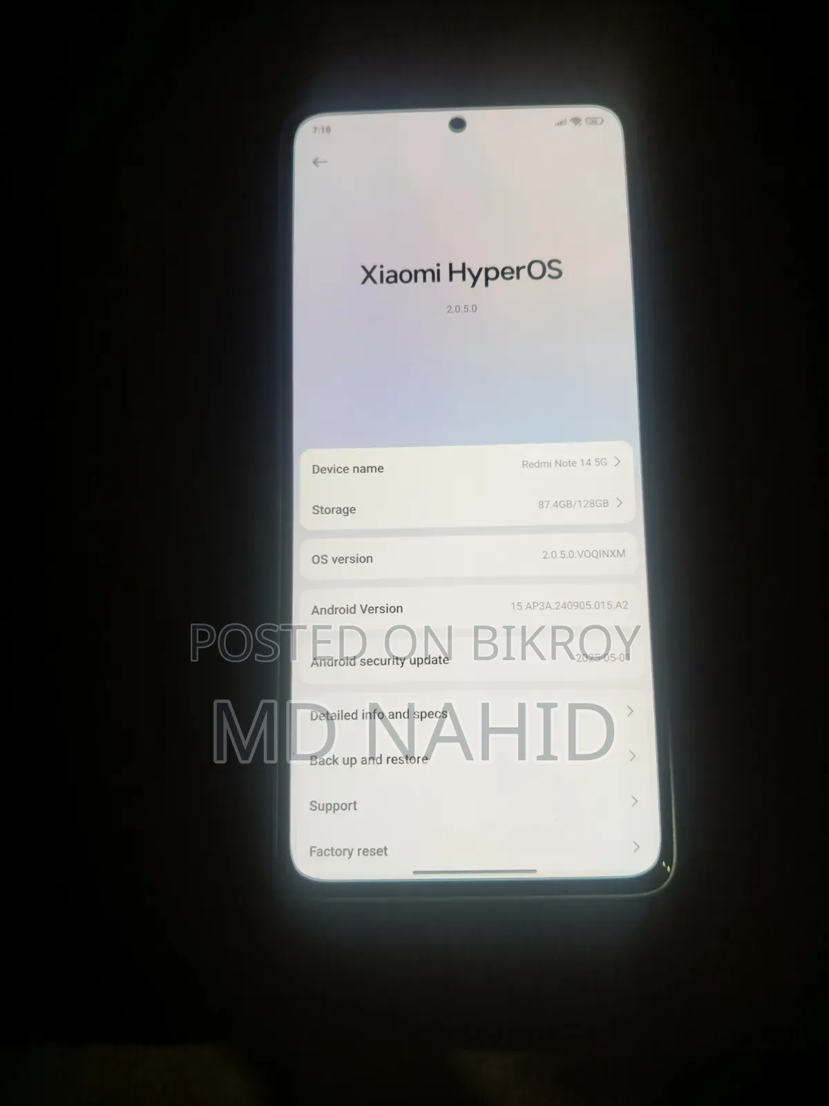 শাওমি রেডমি নোট ১৪ ৫জি ২৫৬ জিবি হোয়াইট