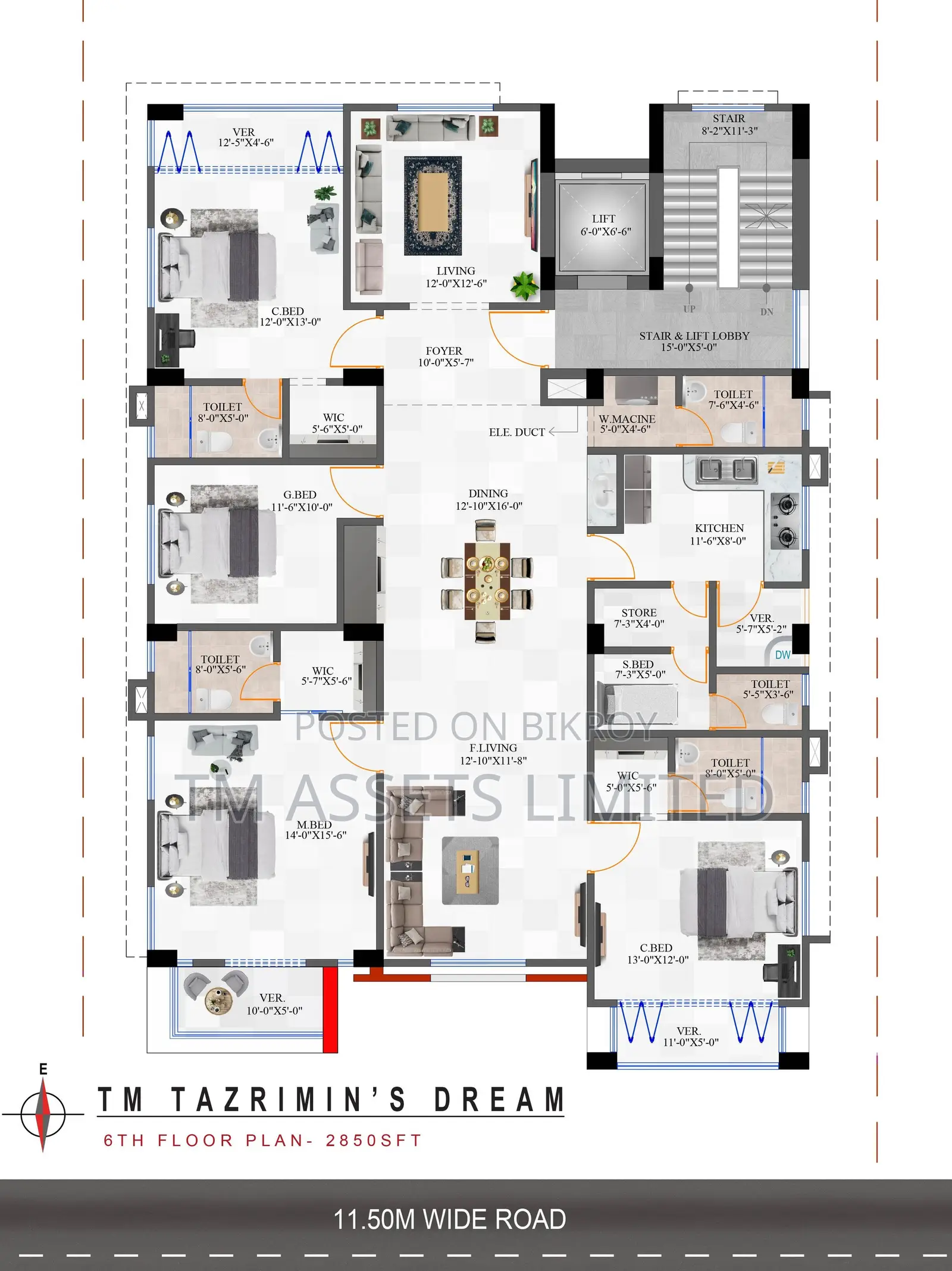 4 Bedroom Apartment in TM Tazrimin's Dream, Jolshiri Abashon for sale