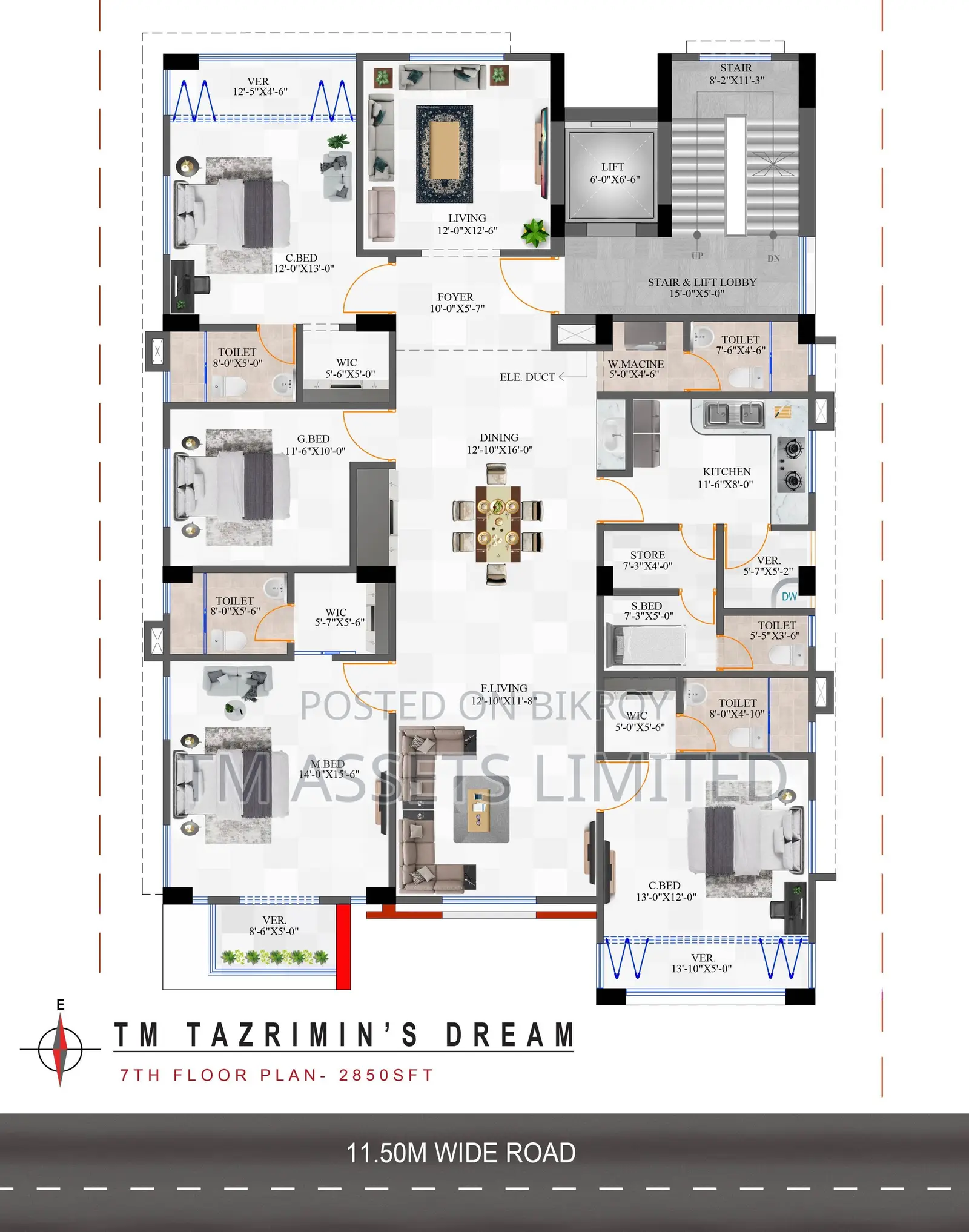 4 Bedroom Apartment in TM Tazrimin's Dream, Jolshiri Abashon for sale