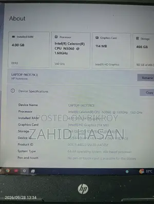 ল্যাপটপ HP 4GB Intel Celeron HDD 500GB