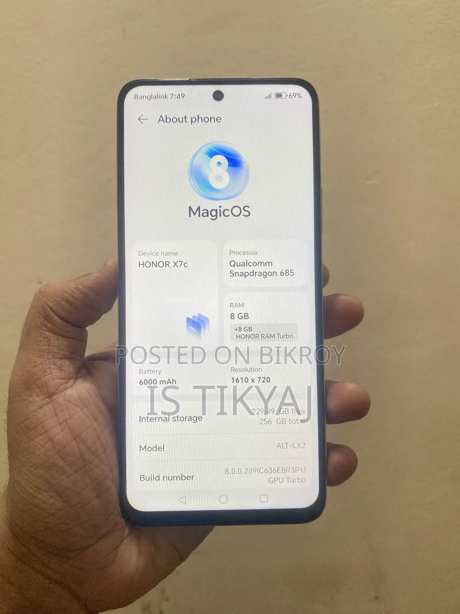 হনার এক্স৭সি ২৫৬ জিবি সাদা