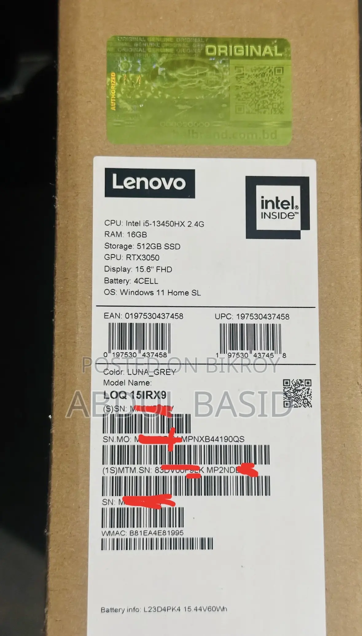 Laptop Lenovo 16GB Intel Core i5 SSD 512GB