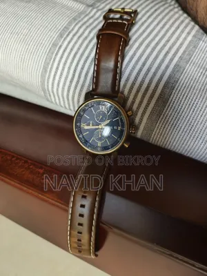 Fossil Rhett Chronograph Blue Dial Brown Leather Watch (BQ2099)