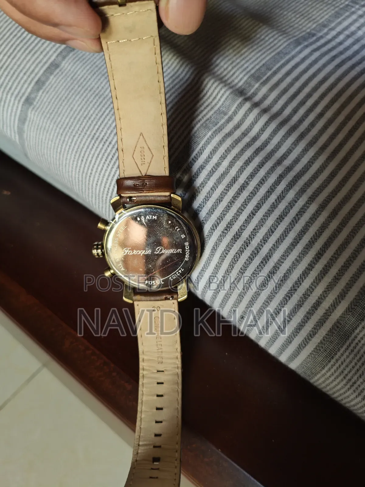 Fossil Rhett Chronograph Blue Dial Brown Leather Watch (BQ2099)