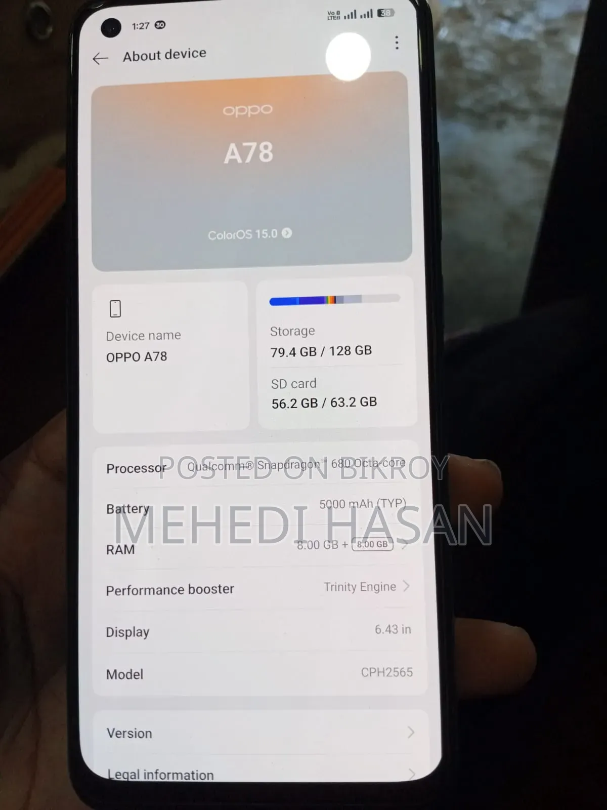 Oppo A78 4G 128 GB Gray