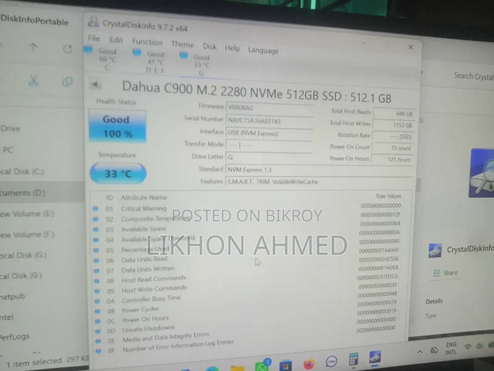 512 GB NVMe 100% Health