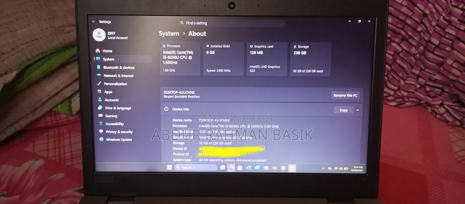 Laptop Lenovo ThinkPad 2 128GB Intel Core i5 SSD 256GB