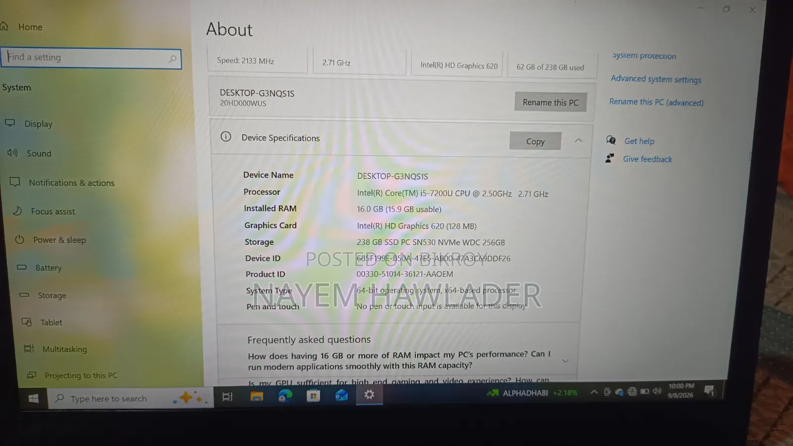 Laptop Lenovo ThinkPad T470 16GB Intel Core i5 SSD 256GB