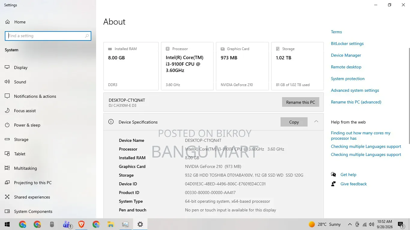 Desktop Computer 8GB RAM Intel Core i3 HDD+SSD 1.5TB