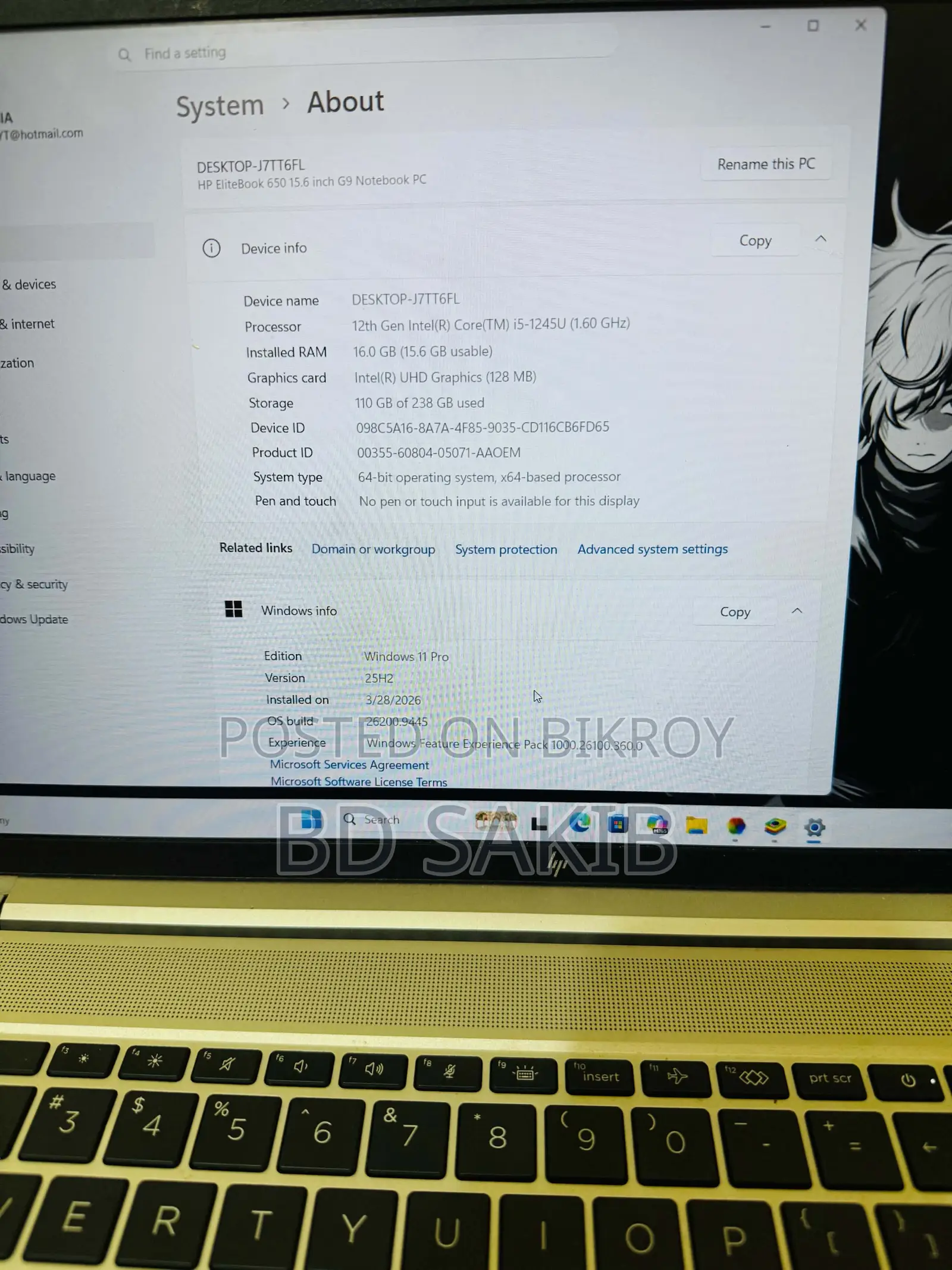 Laptop HP 650 16GB Intel Core i5 SSD 256GB