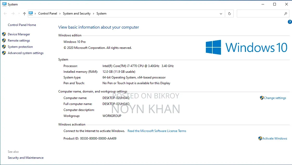 Desktop Computer Lenovo 12GB Intel Core i7 SSD 256GB