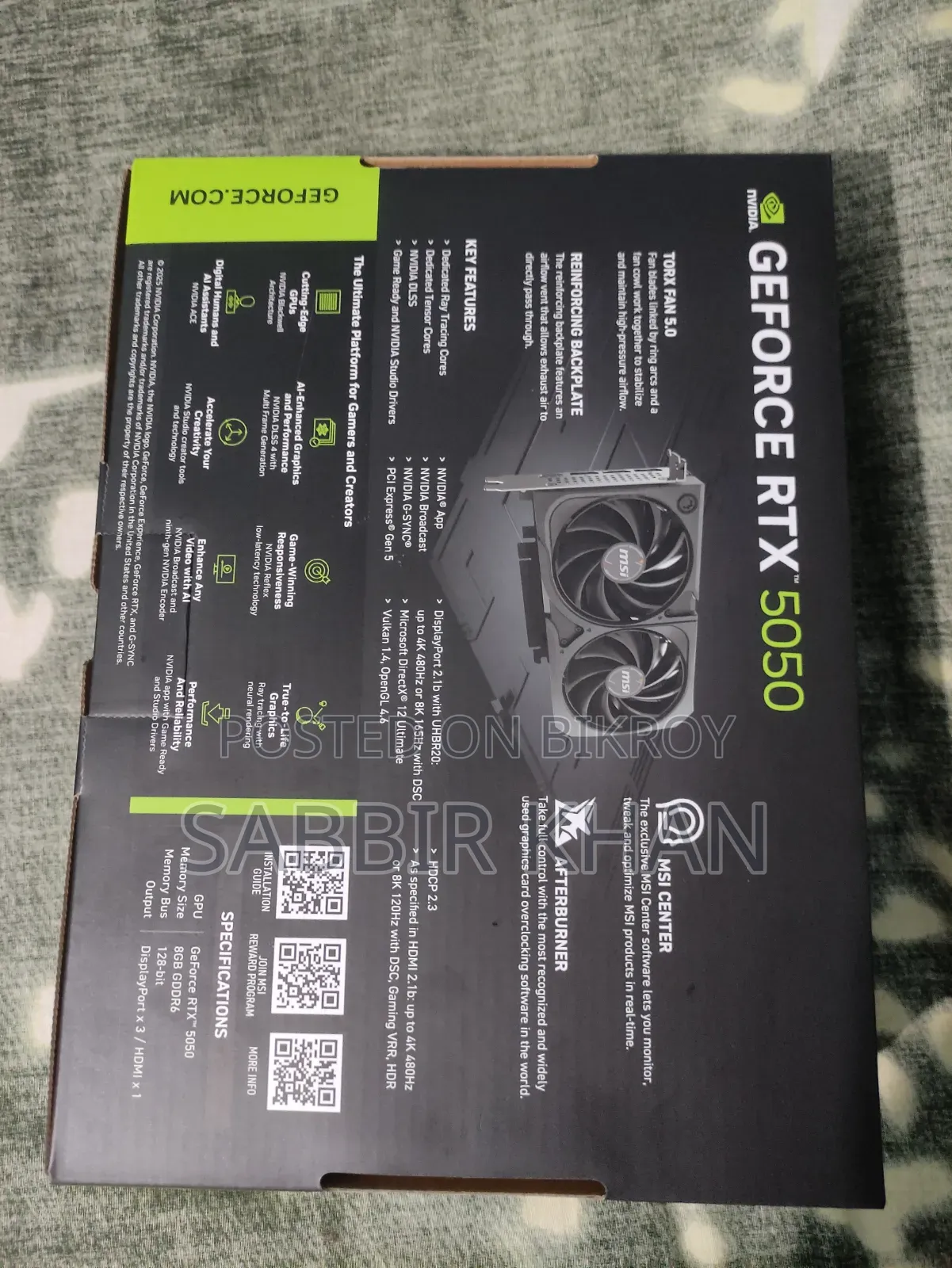 MSI GeForce RTX 5050 8G Shadow 2X OC 8GB GDDR6 Graphics Card