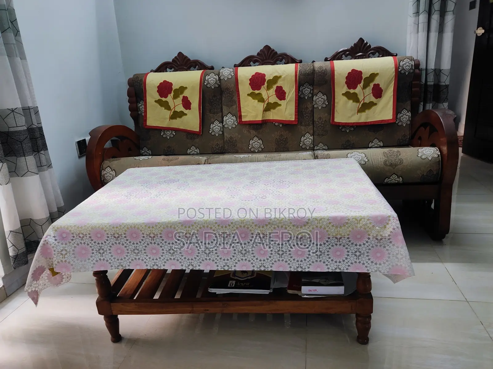 Wooden Sofa Set – 3 Seater + 2 Single Seater+ Centre Table