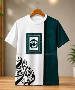 হাফ-হোয়াইট এবং ডিপ টিল টি-শার্ট