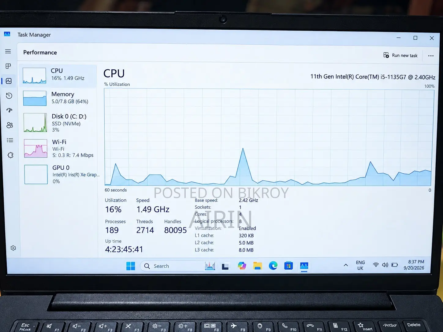 Laptop Lenovo 8GB Intel Core i5 SSD 256GB